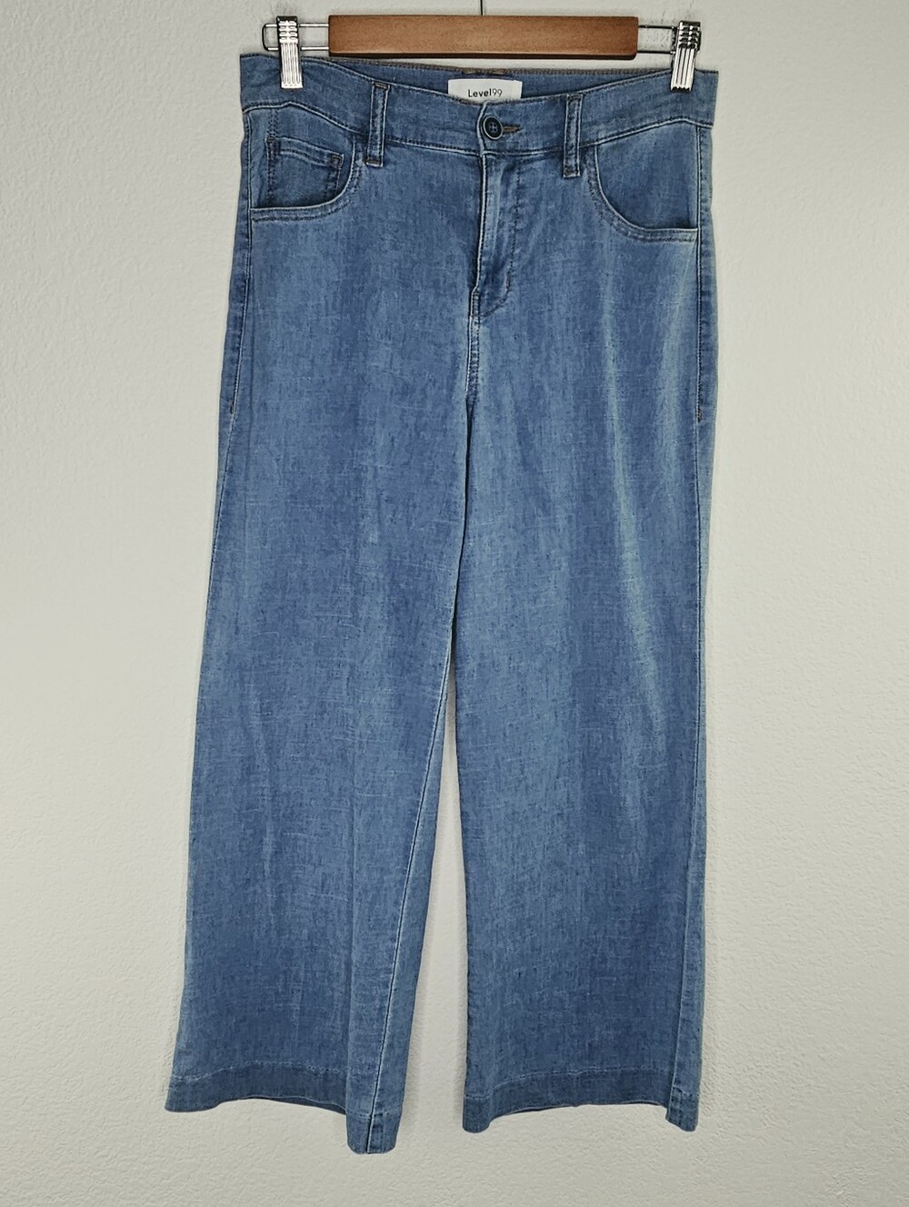 Level 99 Wide Leg Cropped Ray Of Light Denim Jeans 26